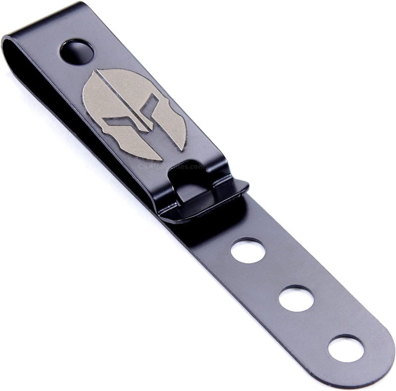 Holstex HolsterSmith Universal Metal Belt Clip for Holster Making - (Model 5) - (3-Hole) - (Tactical Black) - (w/Spartan Helmet Engraving) - (1 Pack) - Image 1